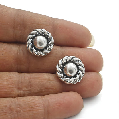 925 Sterling Silver Oxidized Spiraling Minimal Studs Earrings for Everyday Wear