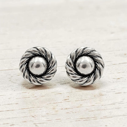 925 Sterling Silver Oxidized Spiraling Minimal Studs Earrings for Everyday Wear