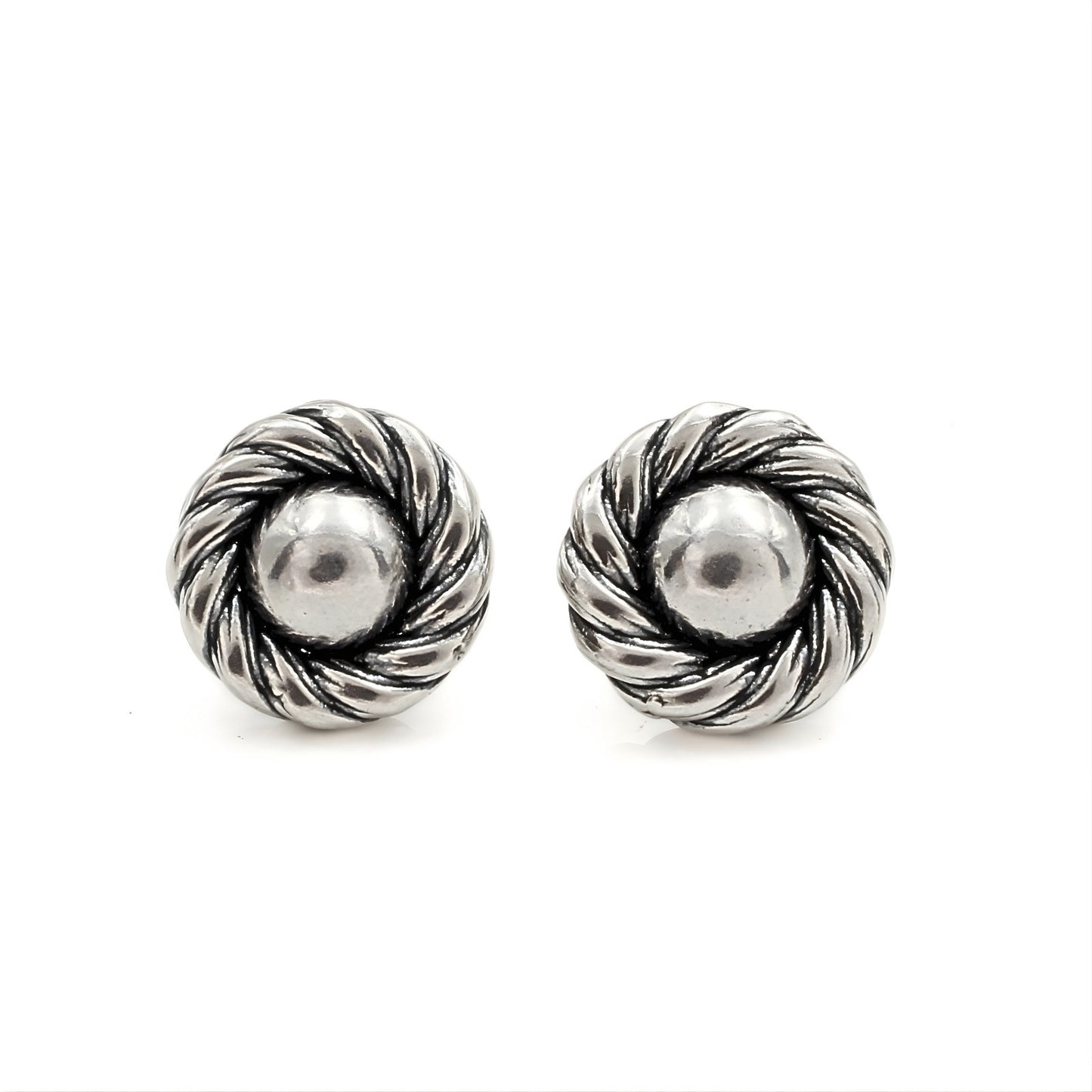 925 Sterling Silver Oxidized Spiraling Minimal Studs Earrings for Everyday Wear