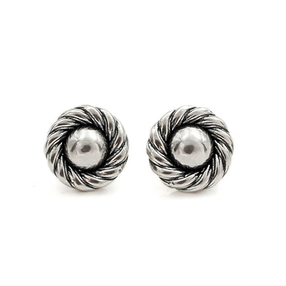 925 Sterling Silver Oxidized Spiraling Minimal Studs Earrings for Everyday Wear