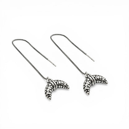 925 Sterling Silver Oxidized Dangle croissant-shaped charm Earrings