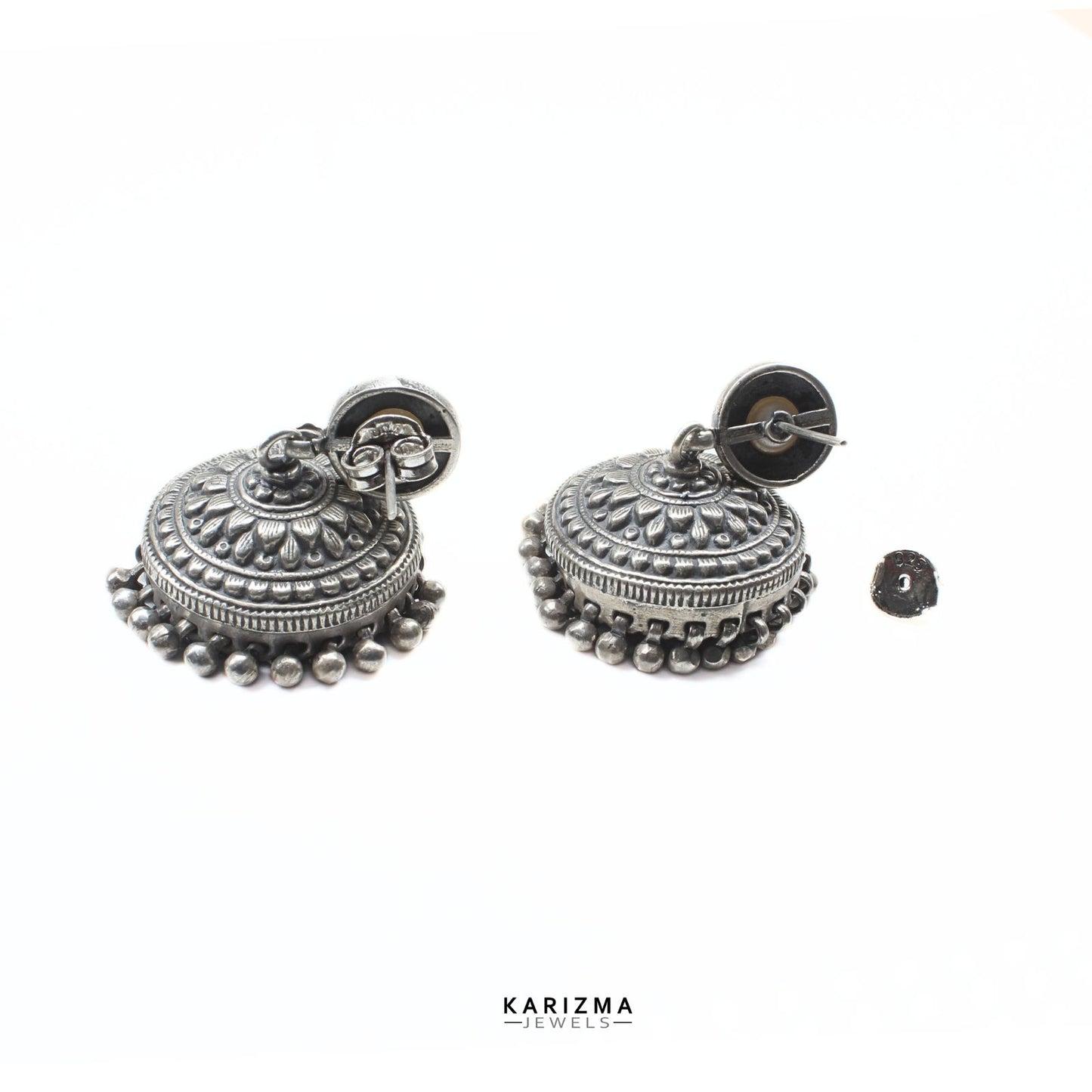 Real 925 Sterling Silver Oxidized fabulous Pearl Jhumki Women Earrings