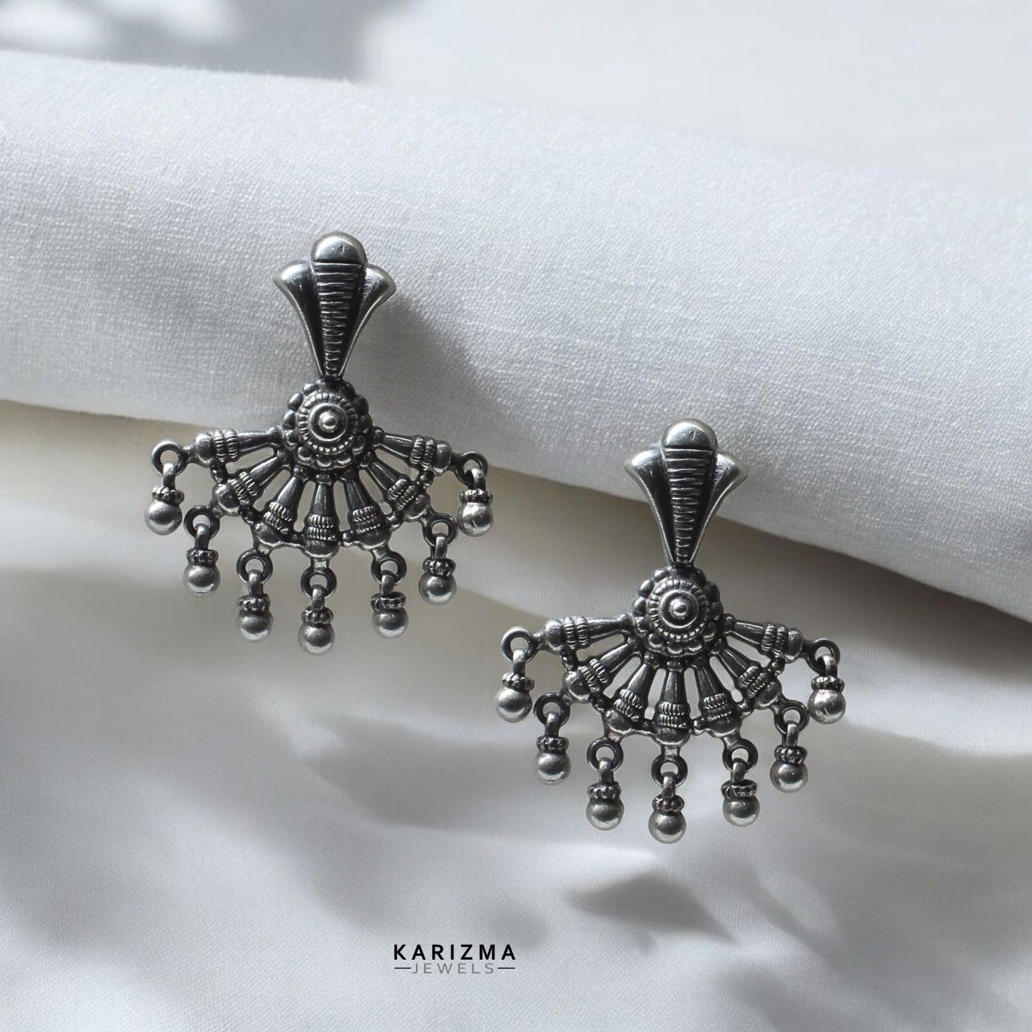 925 Sterling Silver Oxidized fabulous vintage look women Earrings