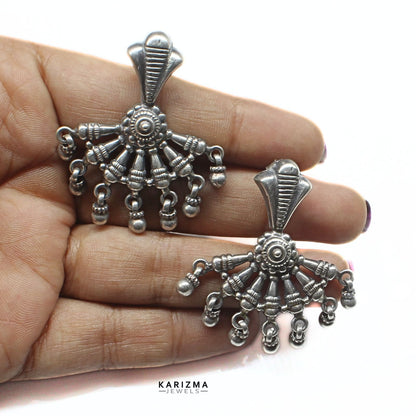 925 Sterling Silver Oxidized fabulous vintage look women Earrings