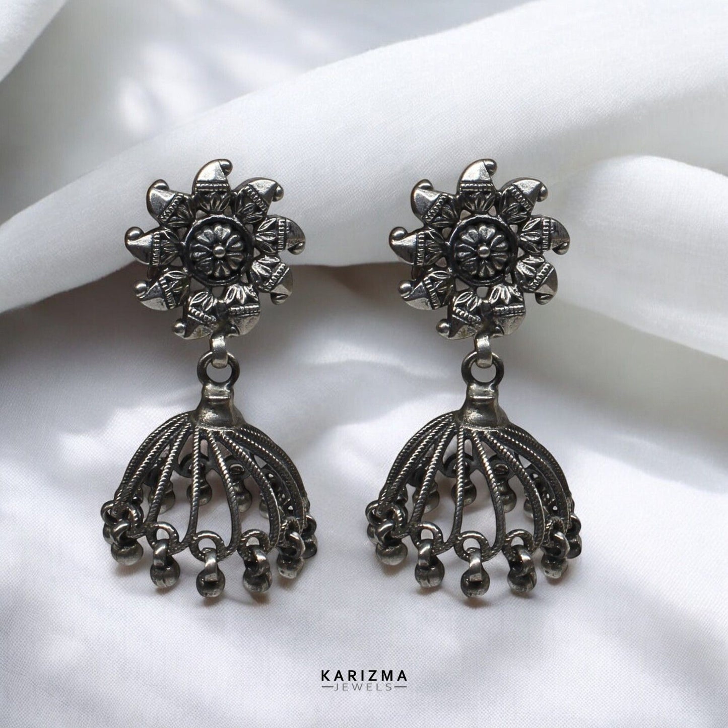 925 Sterling Silver Oxidized Excellent gifting women Jhumka Earrings