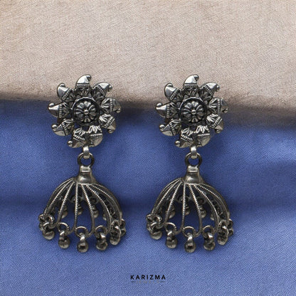 925 Sterling Silver Oxidized Excellent gifting women Jhumka Earrings