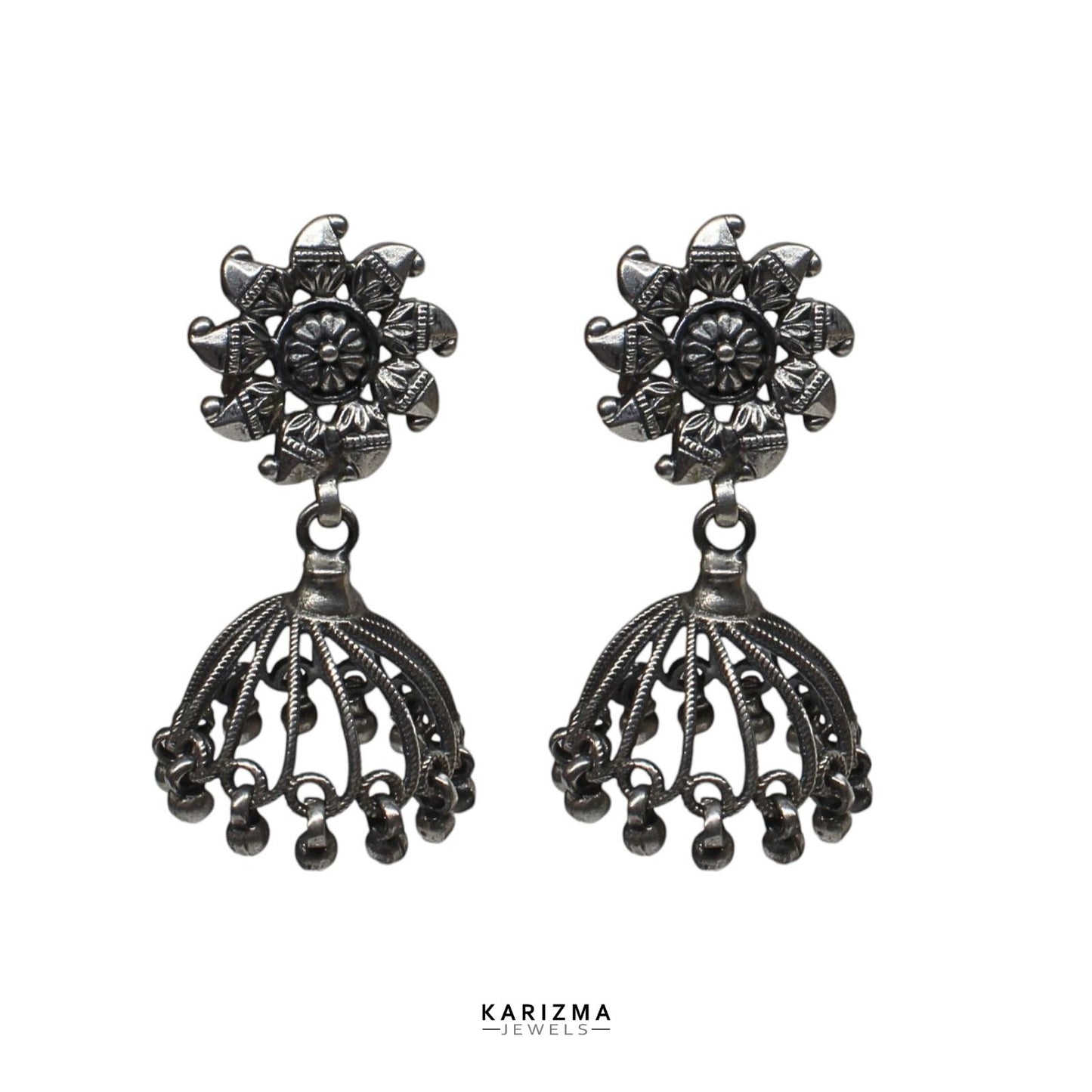 925 Sterling Silver Oxidized Excellent gifting women Jhumka Earrings