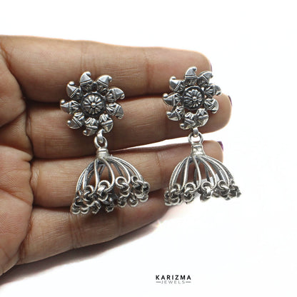 925 Sterling Silver Oxidized Excellent gifting women Jhumka Earrings