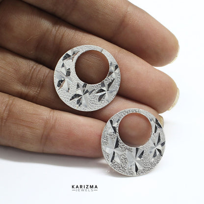 Real Silver Round Moon Shaped Nattiyan (Nanti) men women earring