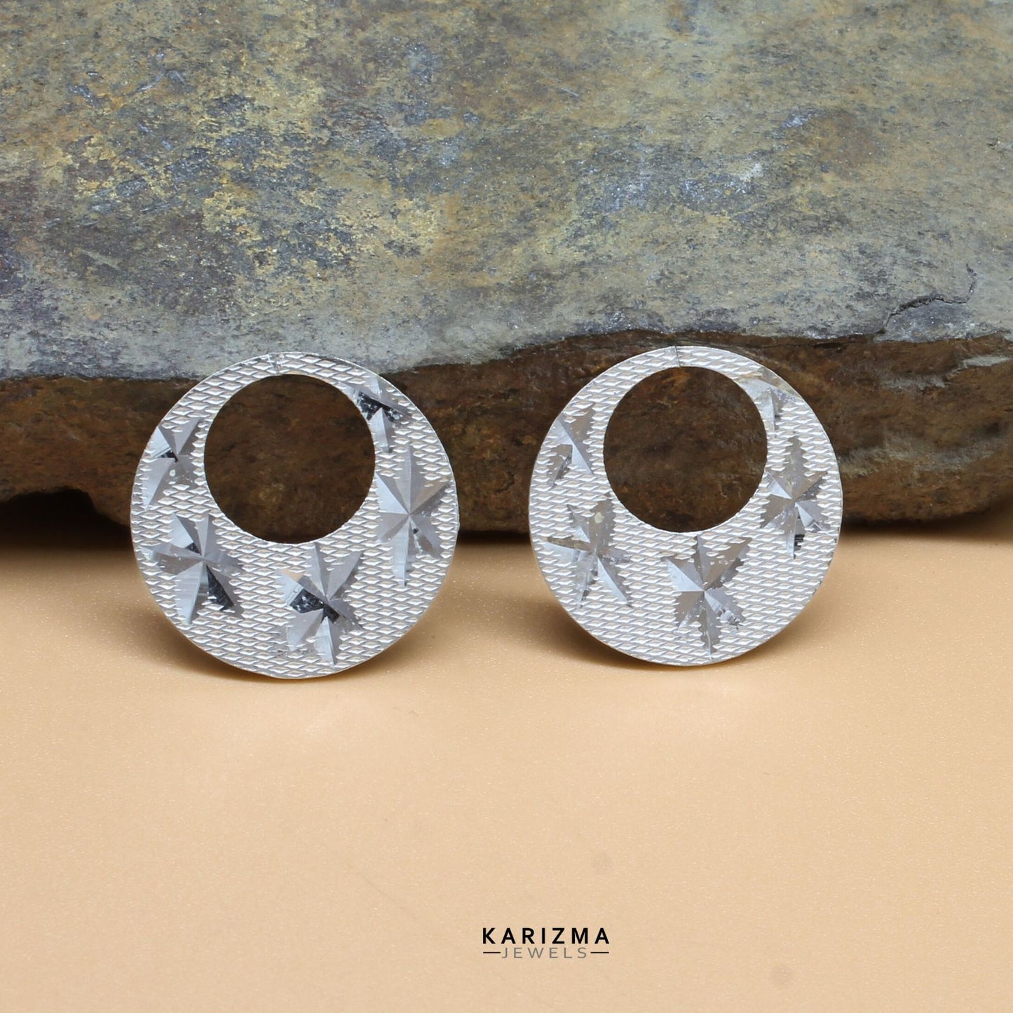 Real Silver Round Moon Shaped Nattiyan (Nanti) men women earring