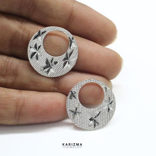 Real Silver Round Moon Shaped Nattiyan (Nanti) men women earring