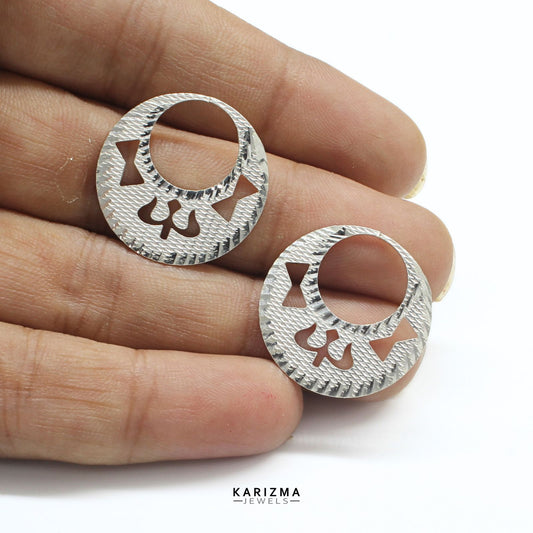 Unique 925 Sterling Silver Round Moon Shaped Nattiyan (Nanti) men women earring