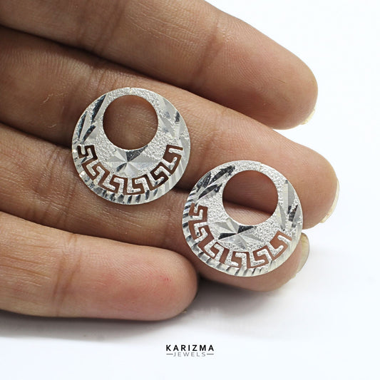 Indian Style 925 Real Silver Round Moon Shaped Nattiyan (Nanti) men women earring