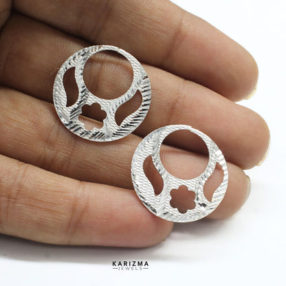 925 Real Silver floral Round Moon Shaped Nattiyan (Nanti) men women earring