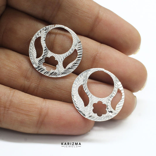 925 Real Silver floral Round Moon Shaped Nattiyan (Nanti) men women earring