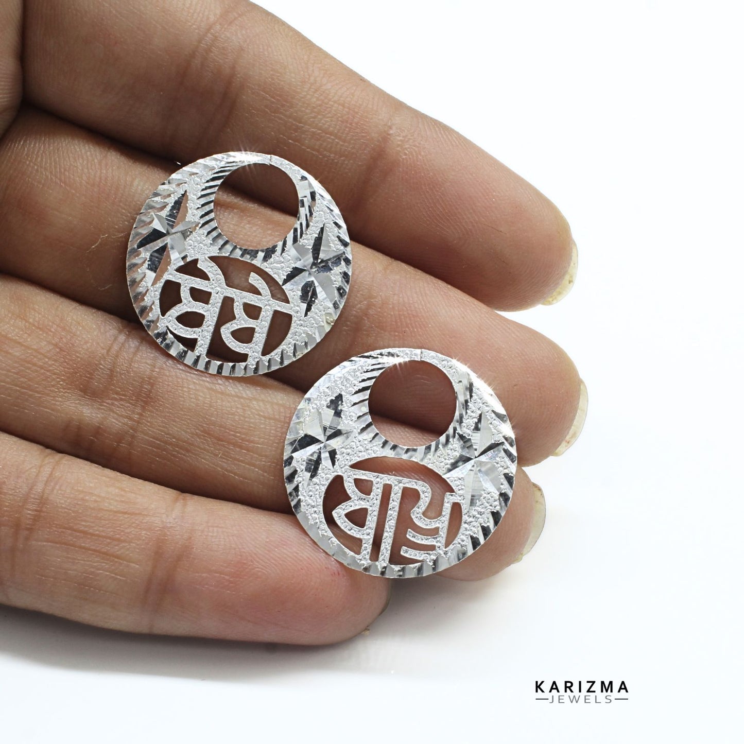 Real Silver Round Moon Shaped BEBE BAPU Nattiyan (Nanti) men women earring