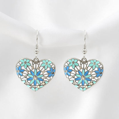 925 Sterling Silver Petal Love Heart Drops Earrings