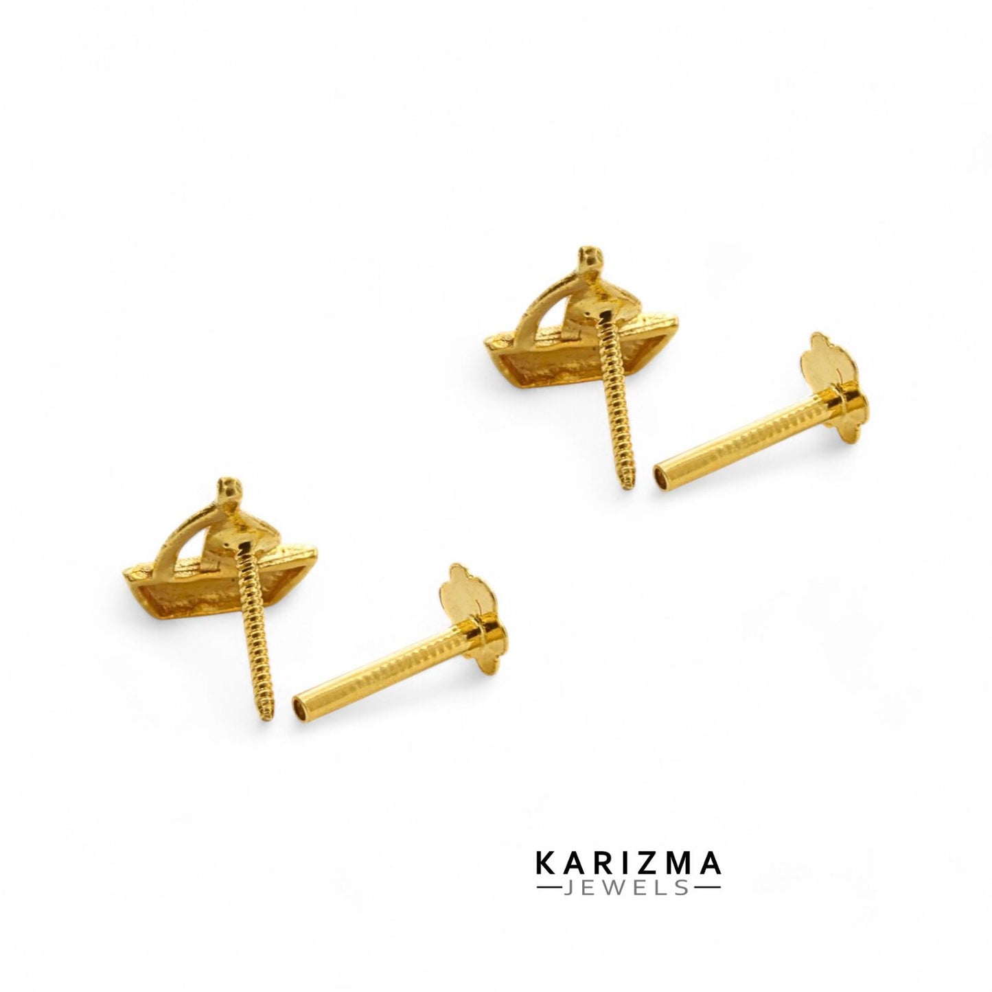 18K Real Gold unique trendy Sailboat women Nose pin cum Earring Gold Screw Back