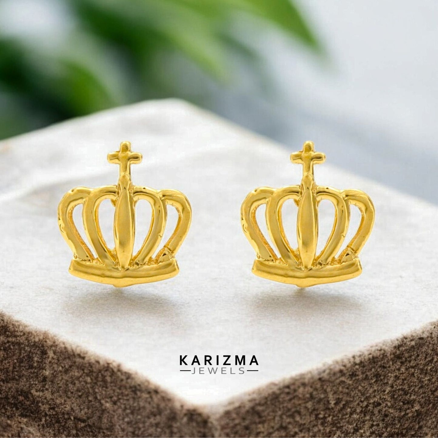 18K Real Solid Gold women Excellent gifting crown Nose pin cum Earring Gold Screw Back