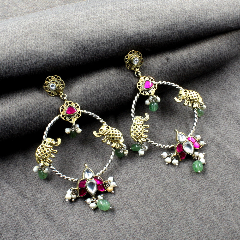 Beautiful Multicolor Jhumki Silver Earring For Woman