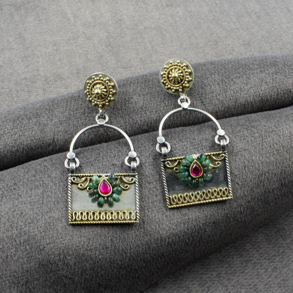 Beautiful Multicolor Jhumki Silver Earring For Woman