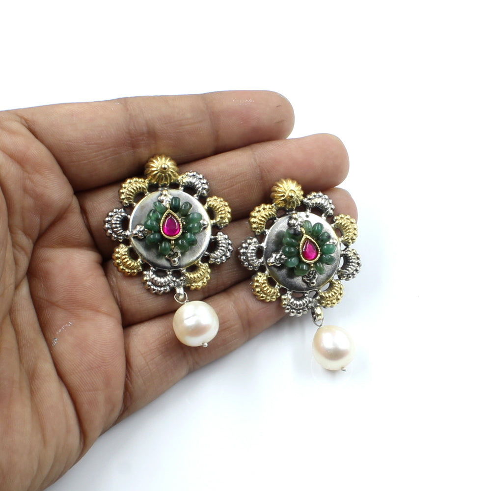 Beautiful Multicolor Jhumki Silver Earring For Woman