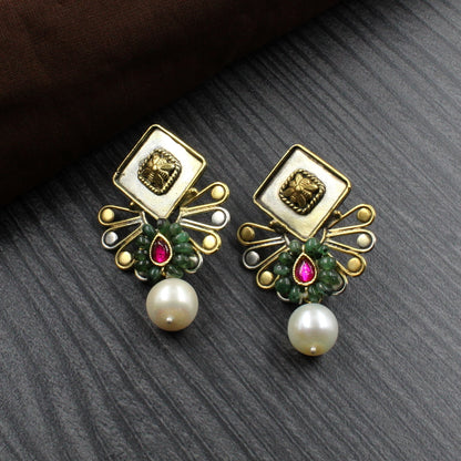 Silver Earrings with Dangler pearl for women