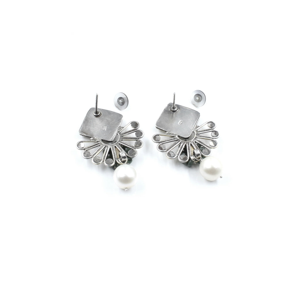 Women Silver Jhumka Earrings with Push Back 