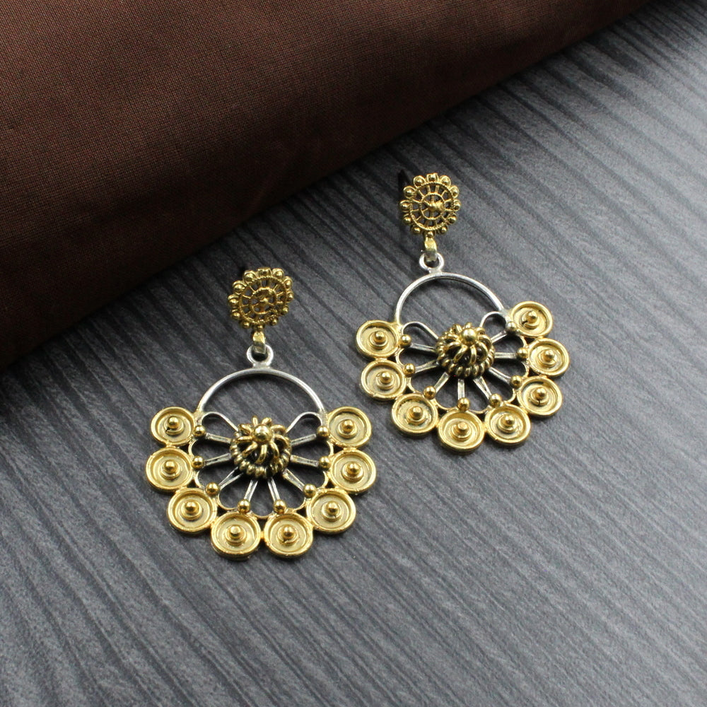 Dual Tone Real 925 Silver Jhumka Earrings for Women