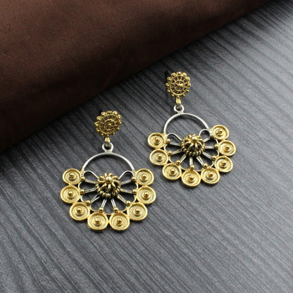 Dual Tone Real 925 Silver Jhumka Earrings for Women