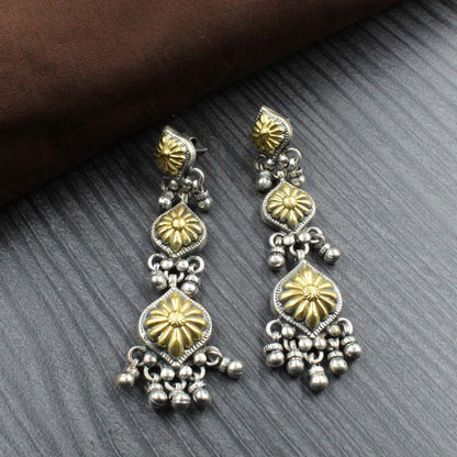 Jaipuri Real 925 Silver Dangle Jhumka Earrings
