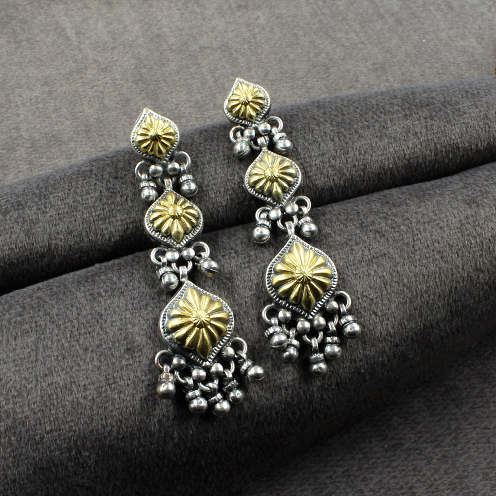 Jaipuri Real 925 Silver Dangle Jhumka Earrings