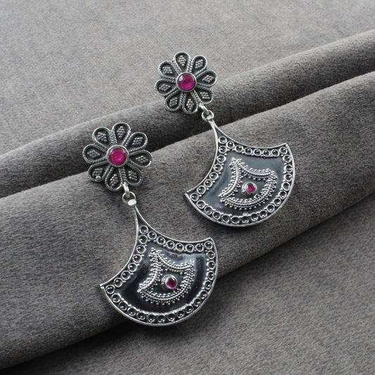 Indian style jhumka for women with pink stones