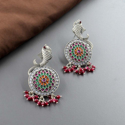 Multicolor Jhumki Silver Earring For Woman