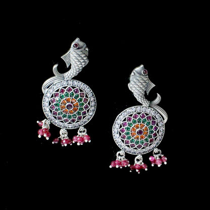 Hanging Silver Jhumki Earrings