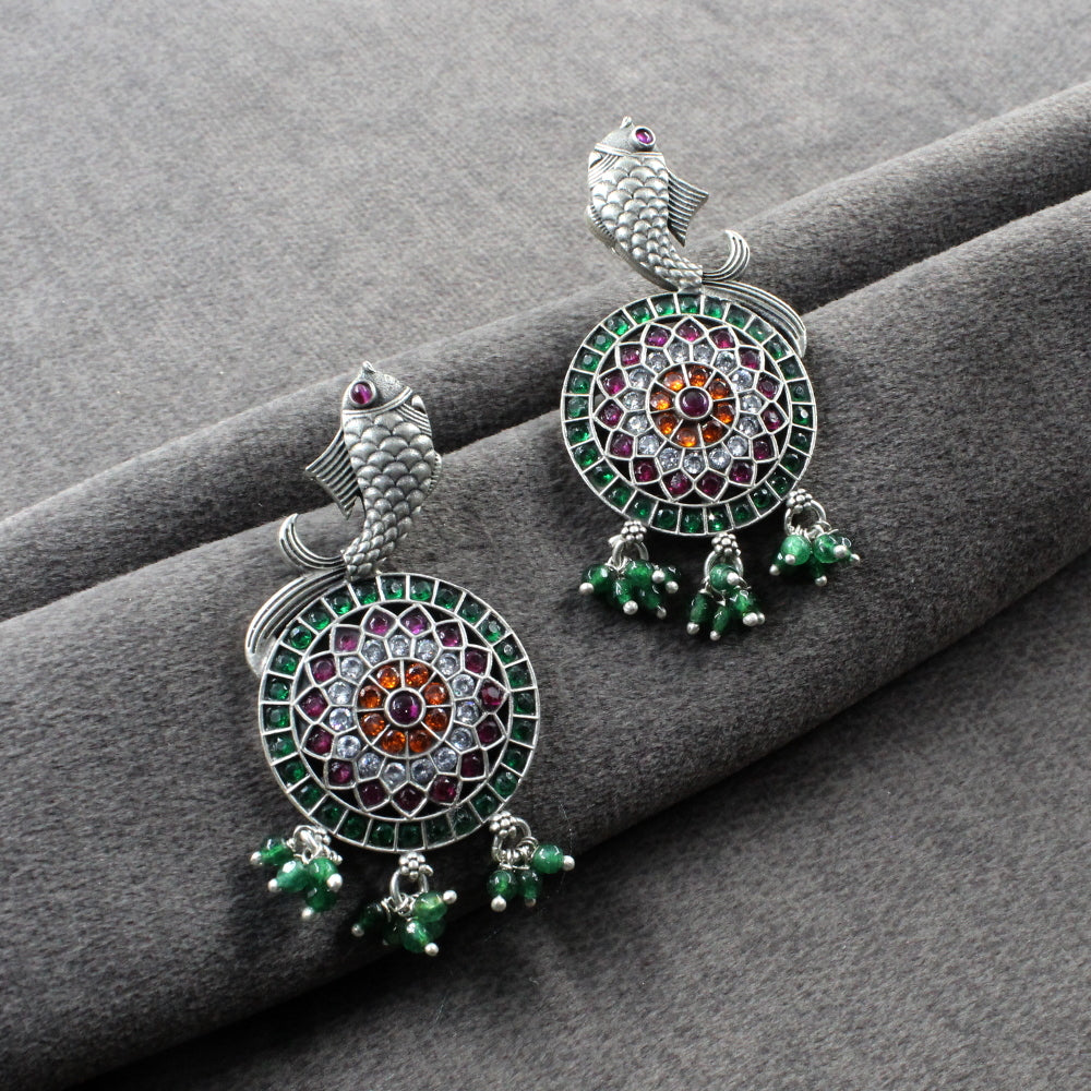 Kundan Earrings with fish design 