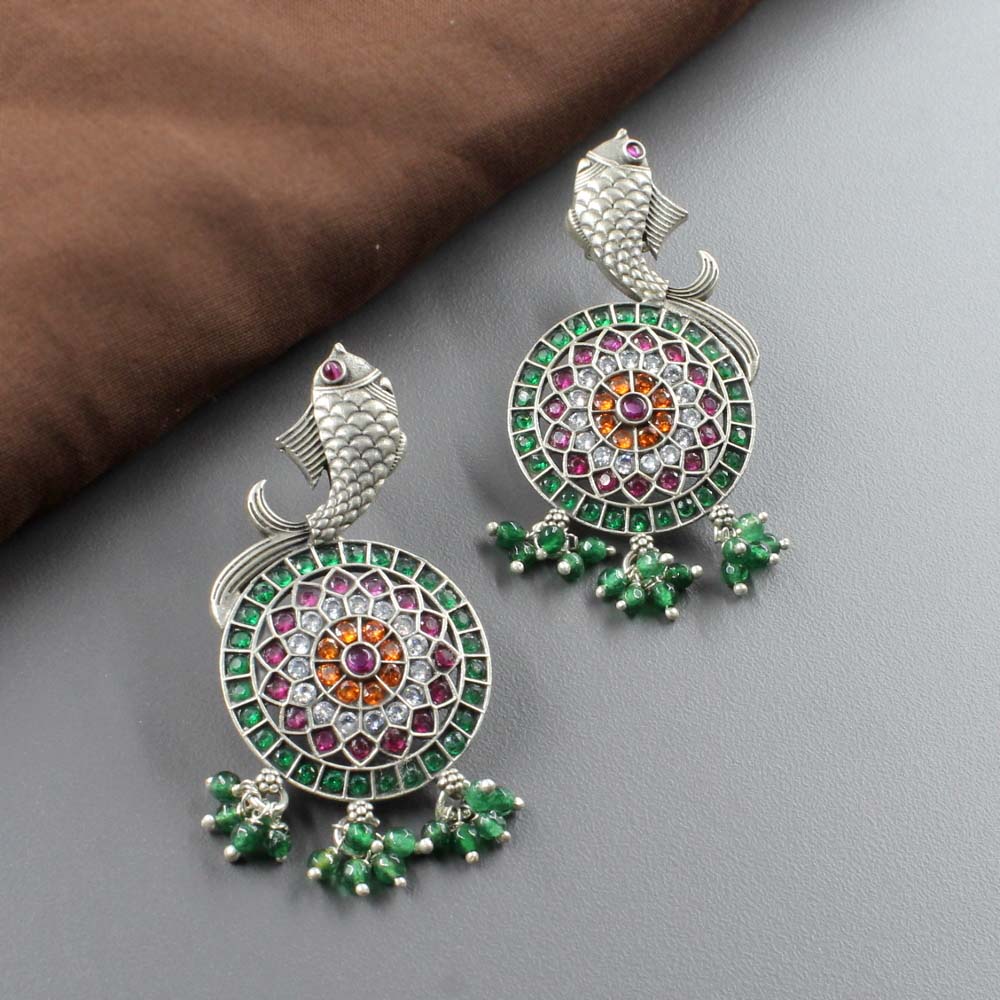 Multicolor Jhumki Silver Earring For Woman