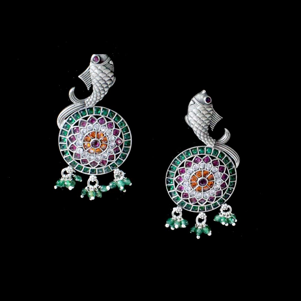 Pure Silver Antique Pear designed Jhumki