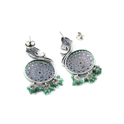 Women Silver Jhumka Earrings with Push Back 