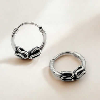 Cute 925 Real Sterling Silver Oxidized small Bali hoop Earrings for Girls - Pair