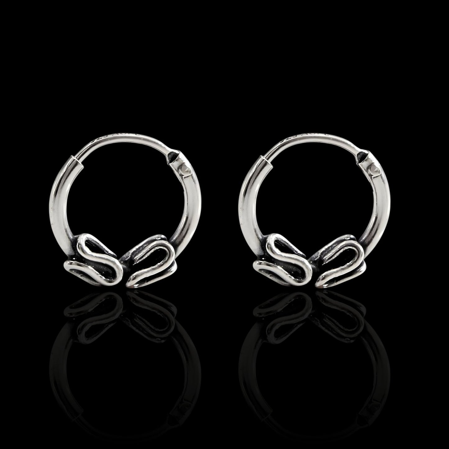Cute 925 Real Sterling Silver Oxidized small Bali hoop Earrings for Girls - Pair