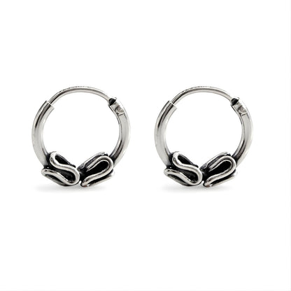 Cute 925 Real Sterling Silver Oxidized small Bali hoop Earrings for Girls - Pair