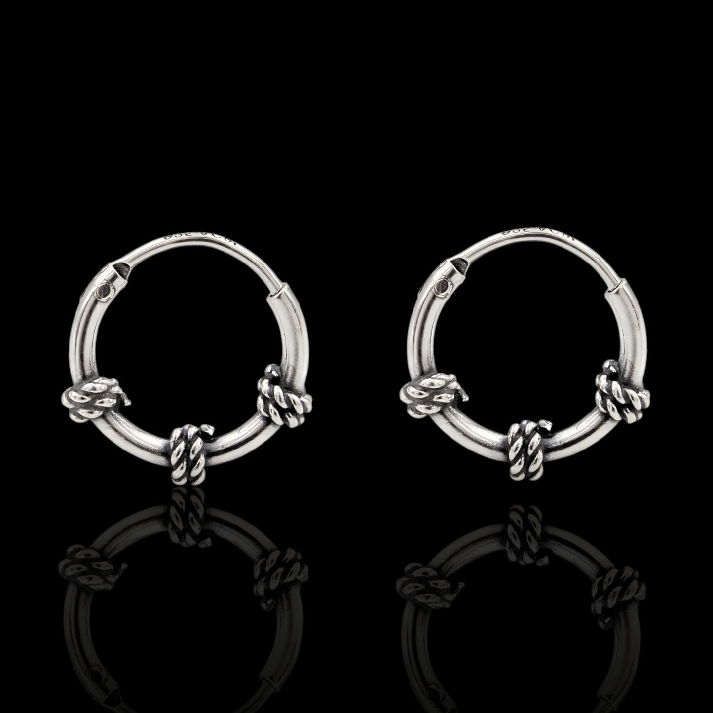Trendy 925 Real Sterling Silver Oxidized rope design small hoop earrings for Girls - Pair