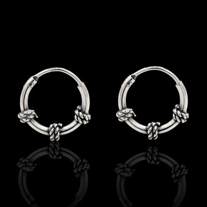 Trendy 925 Real Sterling Silver Oxidized rope design small hoop earrings for Girls - Pair