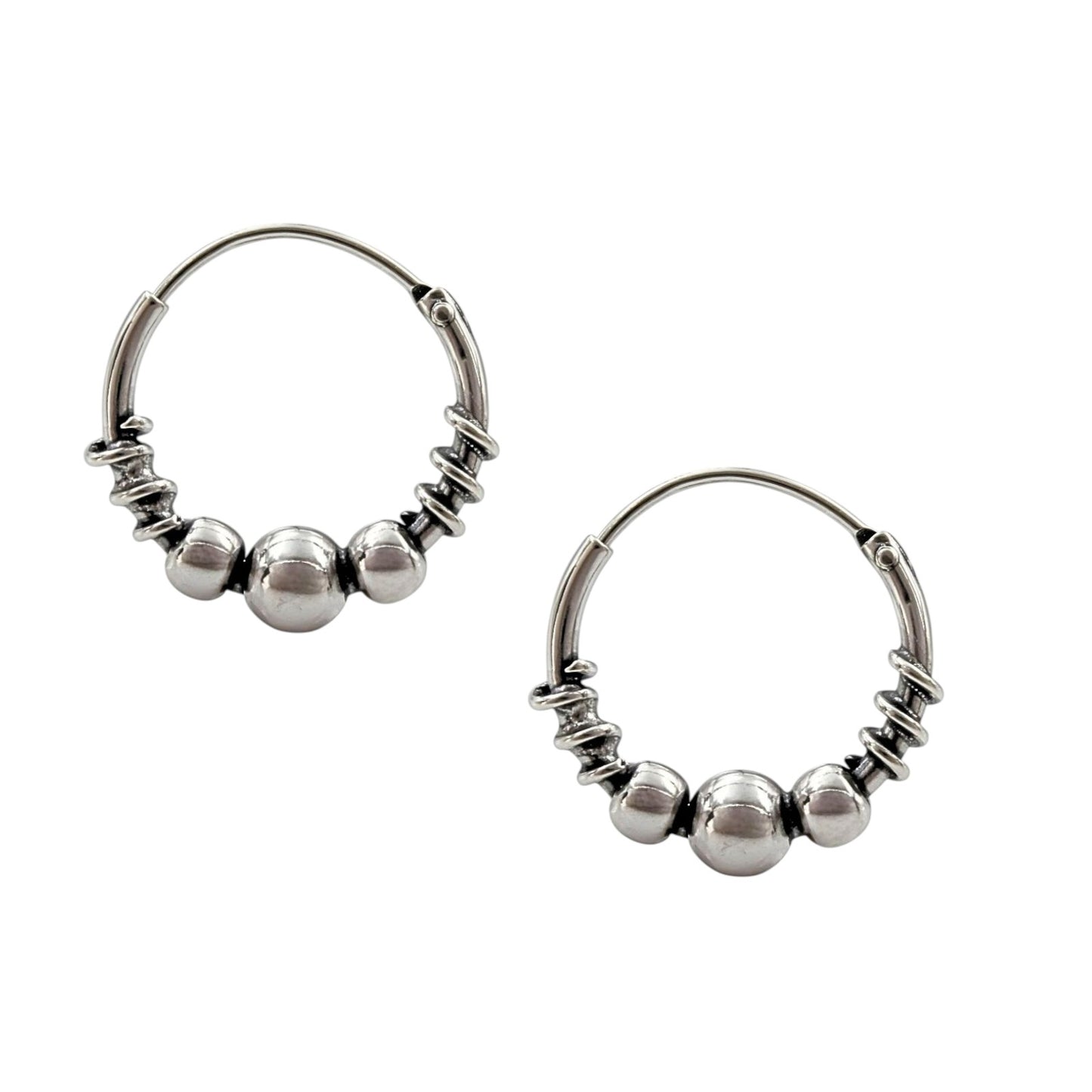 925 Real Sterling Silver Oxidized stylish bali hoop earrings for women - Pair