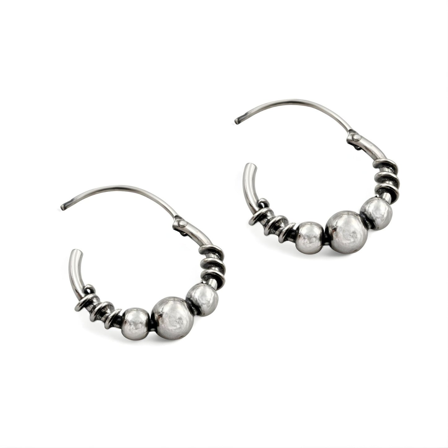 925 Real Sterling Silver Oxidized stylish bali hoop earrings for women - Pair