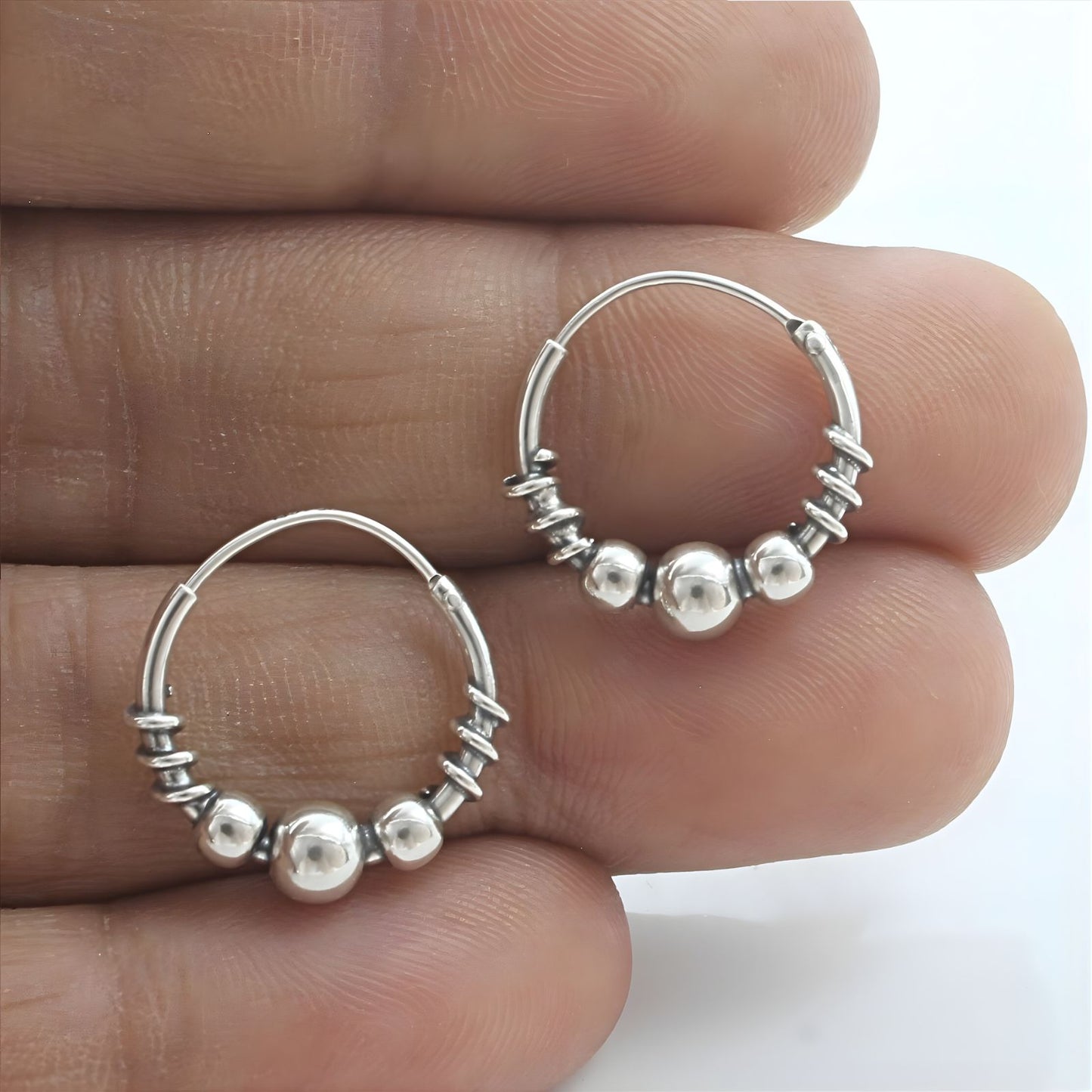 925 Real Sterling Silver Oxidized stylish bali hoop earrings for women - Pair