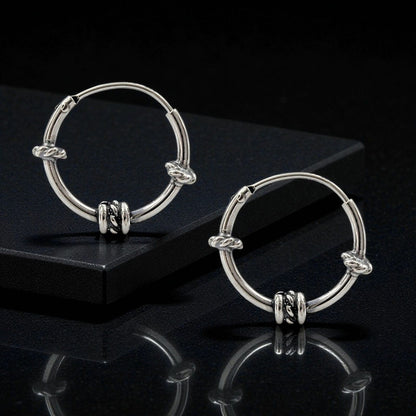 925 Real Sterling Silver Oxidized light weight rope design bali hoop earrings for women - Pair