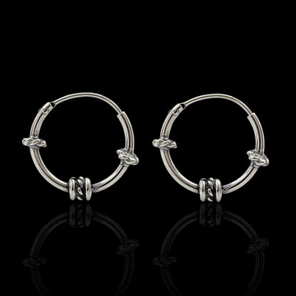 925 Real Sterling Silver Oxidized light weight rope design bali hoop earrings for women - Pair