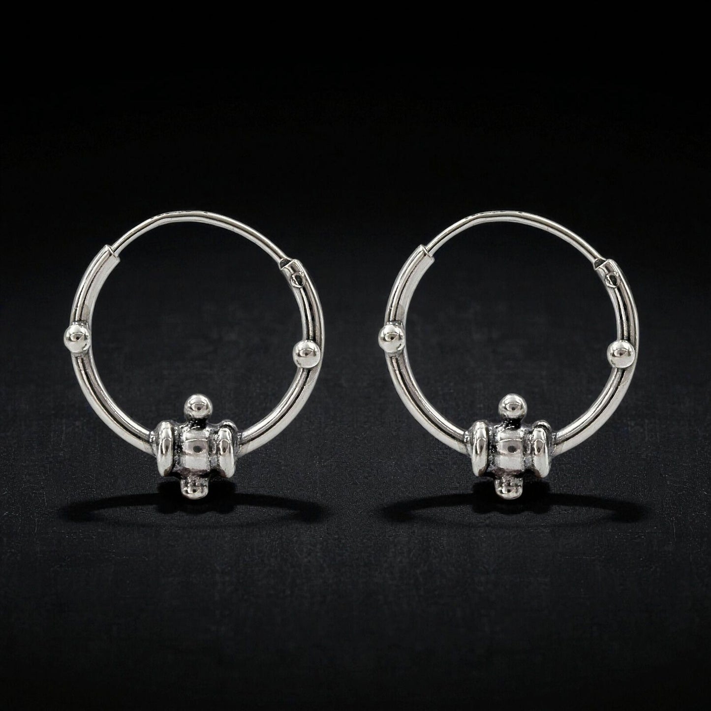 Divine 925 Real Sterling Silver Oxidized bali hoop earrings for women - Pair